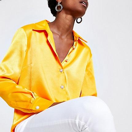 River Island Womens Satin Long Sleeve Shirt
