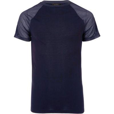 River Island Mens Mesh Raglan Sleeve T-shirt