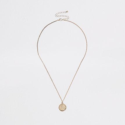 River Island Mens Gold Tone Textured Coin Necklace