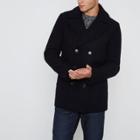 River Island Mens Double Breasted Wool Blend Peacoat