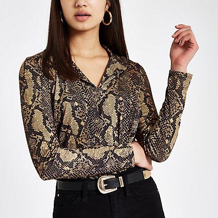 River Island Womens Snake Print Fitted Bodysuit
