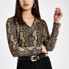 River Island Womens Snake Print Fitted Bodysuit