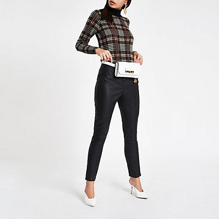 River Island Womens Faux Leather Mid Rise Pants