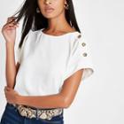 River Island Womens White Button Detail T-shirt