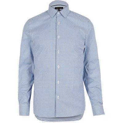River Island Mens Gingham Contrast Collar Skinny Fit Shirt