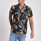 River Island Mens Tape Tiger Print Revere Shirt