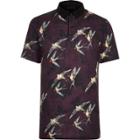 River Island Mens Bird Print Slim Fit Polo Shirt