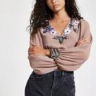 River Island Womens Floral Sequin Embellished Crop Top