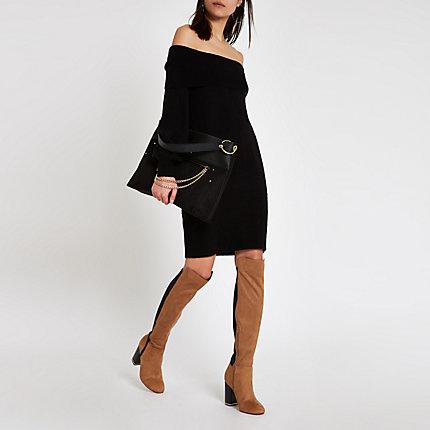 River Island Womens Bardot Neck Sweater Dress