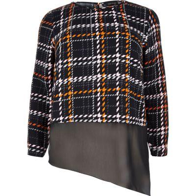 River Island Womens Ri Plus Checked Double Layer Top