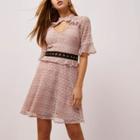 River Island Womens Lace Frill Contrast Waist Dress