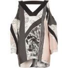 River Island Womens Stripe Marble Print Cold Shoulder Top