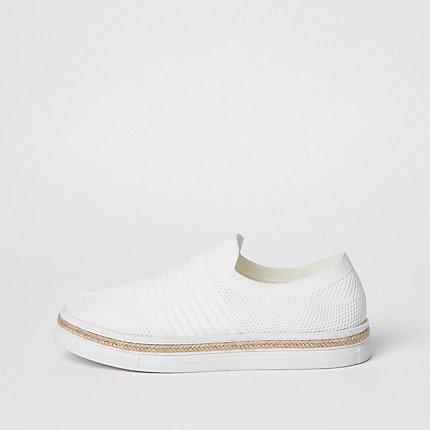 River Island Womens White Knitted Runner Espadrille Sneakers