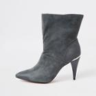 River Island Womens Wide Fit Suede Slouch Cone Heel Boots