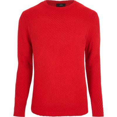 River Island Mens Textured Knit Crew Neck Sweater