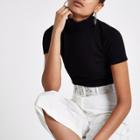 River Island Womens Ribbed Roll Neck Short Sleeve Top