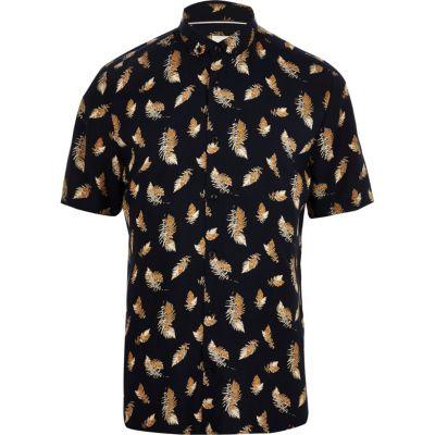 River Island Mens Short Sleeve Feather Print T-shirt