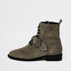 River Island Womens Circle Buckle Lace-up Boots
