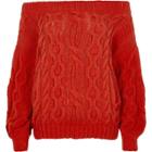 River Island Womens Cable Knit Bardot Sweater
