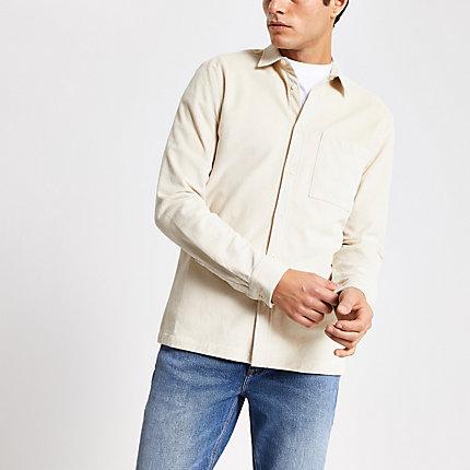 River Island Mens Regular Fit Corduroy Long Sleeve Shirt