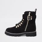 River Island Womens Buckle Lace-up Ankle Boots