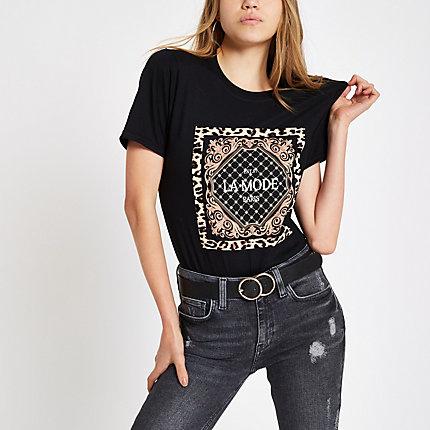 River Island Womens 'la Mode' Flock T-shirt