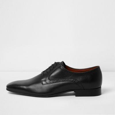 River Island Menss Square Toe Leather Derby Shoes