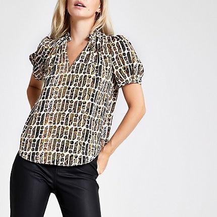 River Island Womens Petite Ri Print V Neck Shell Top