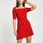 River Island Womens Petite Floral Puff Sleeve Dress
