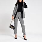 River Island Womens Dogtooth Pleated Tapered Peg Trousers