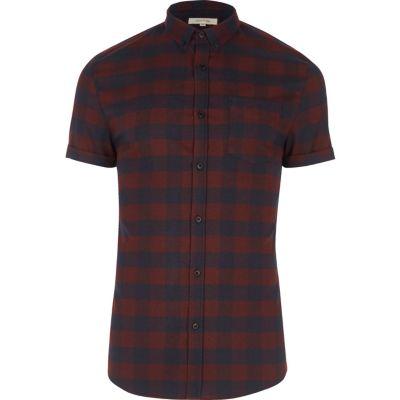 River Island Menspurple Buffalo Check Short Sleeve Shirt