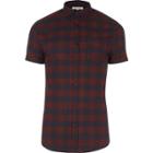 River Island Menspurple Buffalo Check Short Sleeve Shirt