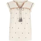 River Island Womens Petite Tassel Embroidered Smock Top