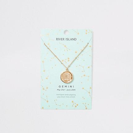 River Island Womens Gemini Zodiac Sign Gold Colour Necklace