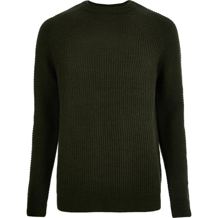 River Island Mensdark Ribbed Knit Jumper