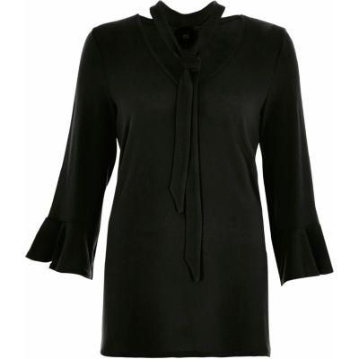 River Island Womens Tie Neck Flared Sleeve Jumper
