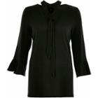 River Island Womens Tie Neck Flared Sleeve Jumper