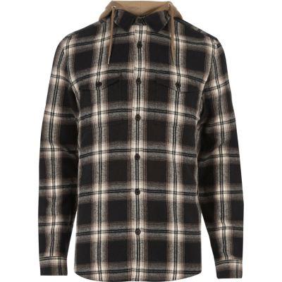 River Island Mens Check Hooded Shirt