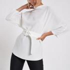 River Island Womens White Loose Fit Belted Top