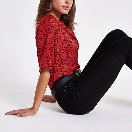 River Island Womens Leopard Print Loose Fit Blouse