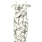 River Island Womens White Abstract Print Bardot Bodycon Dress