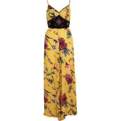 River Island Womens Floral Embroidered Cami Beach Jumpsuit