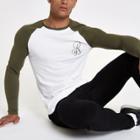 River Island Mens Raglan Embroidered Muscle T-shirt