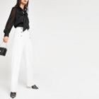 River Island Womens White Button Front Wide Leg Trousers