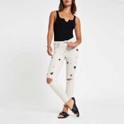 River Island Womens Amelie Embellished Skinny Jeans