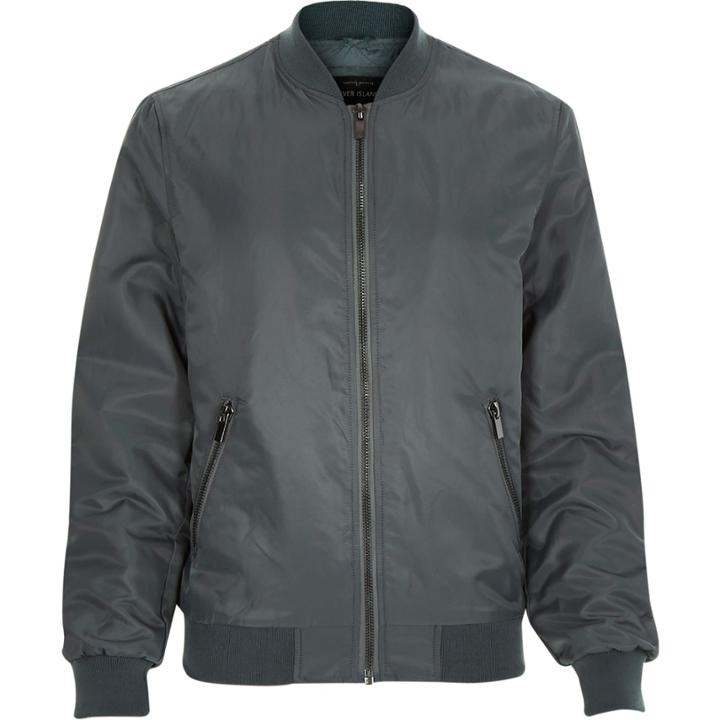 River Island Mensgrey Bomber Jacket