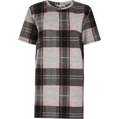 River Island Womens Petite Check Oversized T-shirt