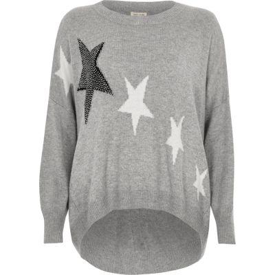 River Island Womens Stud Star Print Knit Sweater
