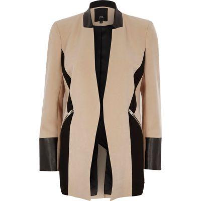 River Island Womens Faux Leather Colour Block Blazer