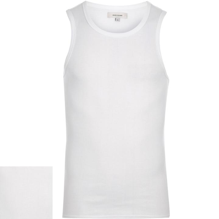 River Island Menswhite Varied Ribbed Vest